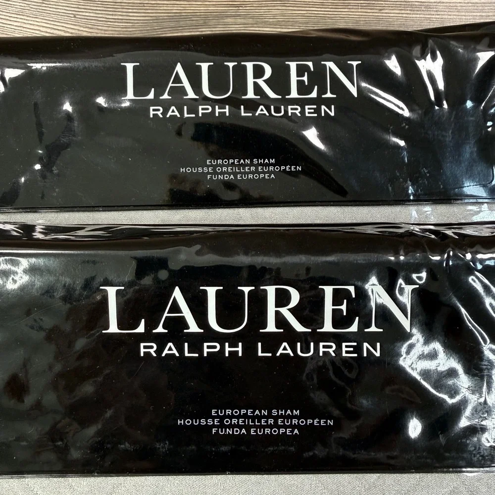 Ralph Lauren Kaia Set of 2 Euro Sham 26x26 Grey Textured Cotton Blend NEW